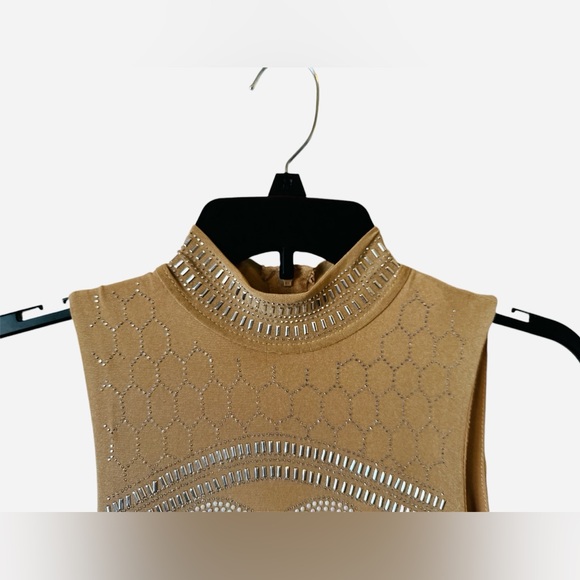 Fashion Nova Bling Rhinestone Halter Mini Dress - Nude Tan Women’s Size Large - Picture 3 of 9